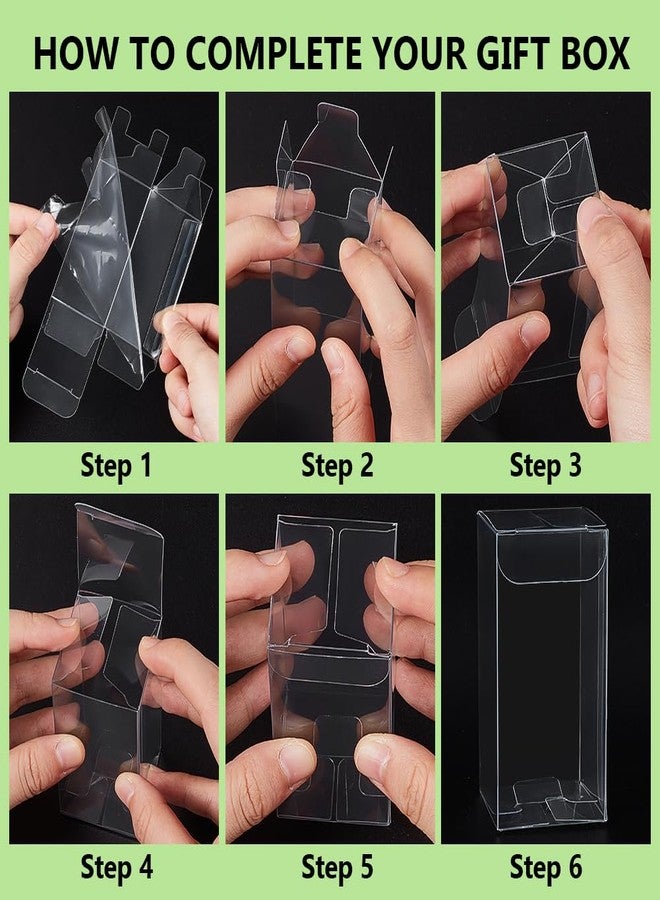 BENECREAT 40Pcs Clear Gift Boxes with Film, Rectangle Transparent PVC Favor Boxes 1.5x1.5x3inch for Wedding Party Treat Candy Cupcakes - Image 4